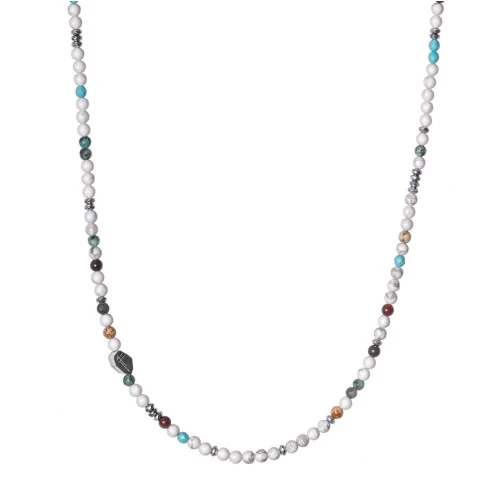 Collana pietre bianca uomo donna dure
