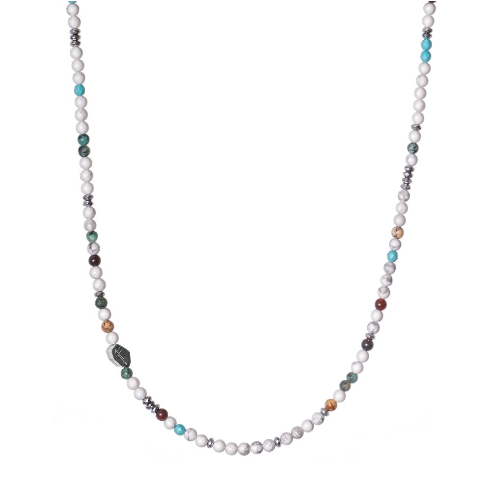 Collana pietre bianca uomo donna dure