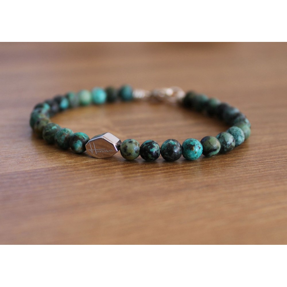 Bracciale in Pietre Naturali Turchese Africano e Argento 925% - 5