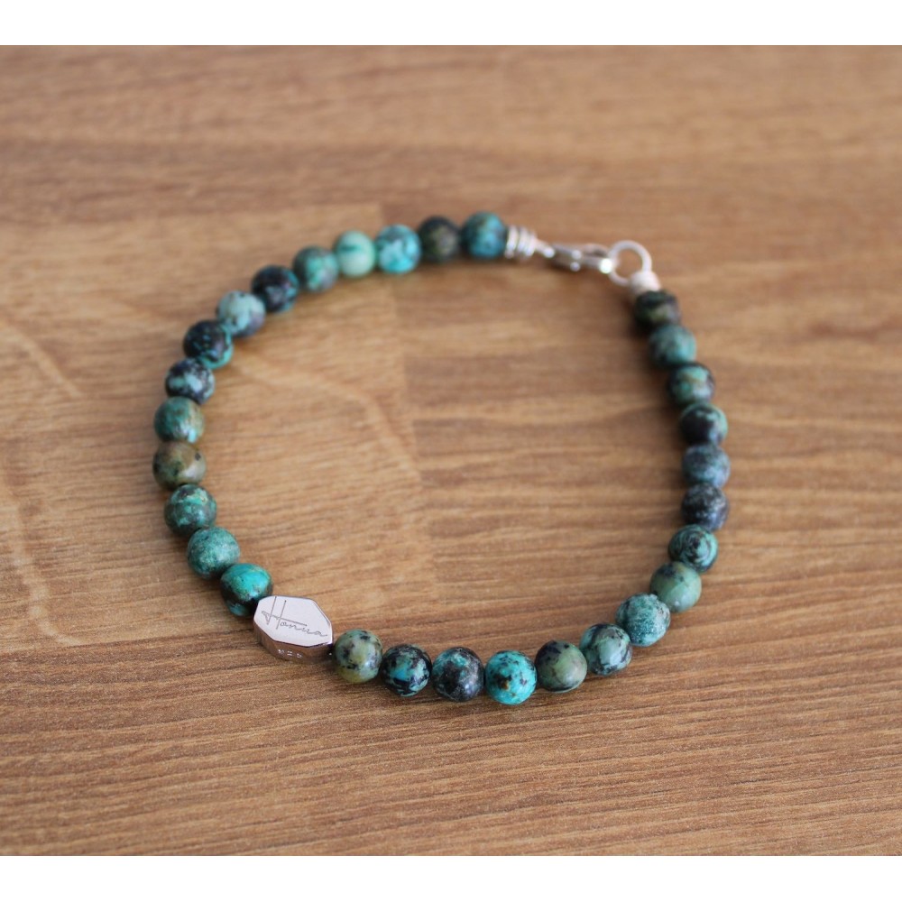 Bracciale in Pietre Naturali Turchese Africano e Argento 925% - 6