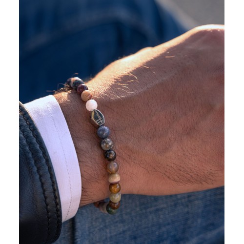 BRACCIALE PIETRE DURE GIADA UOMO DONNA ARGENTO 2