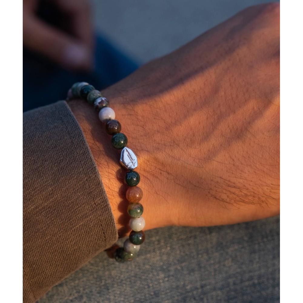 Bracciale in Pietre naturali Agata Indiana e Argento 925% - 2