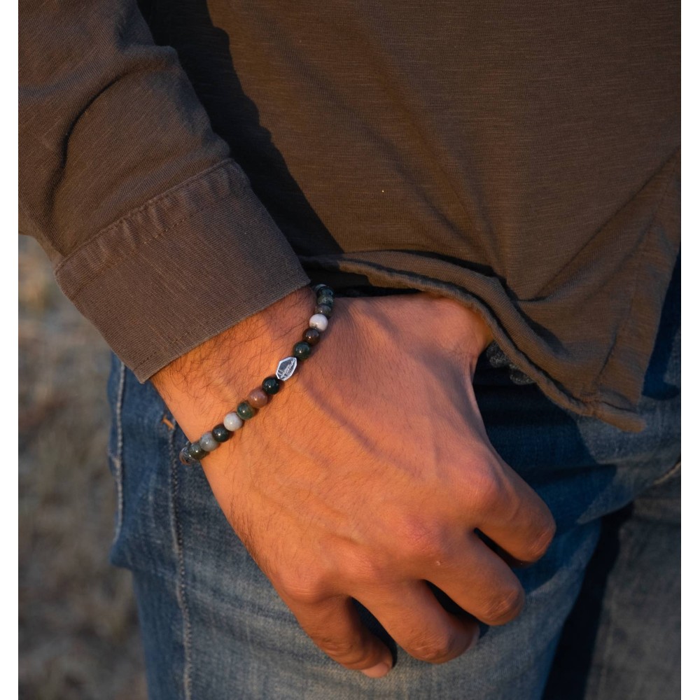 Bracciale in Pietre naturali Agata Indiana e Argento 925% - 3