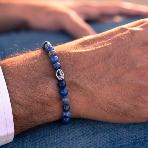 Bracciale Pietre Dure Naturali e Argento blu Uomo Donna 2