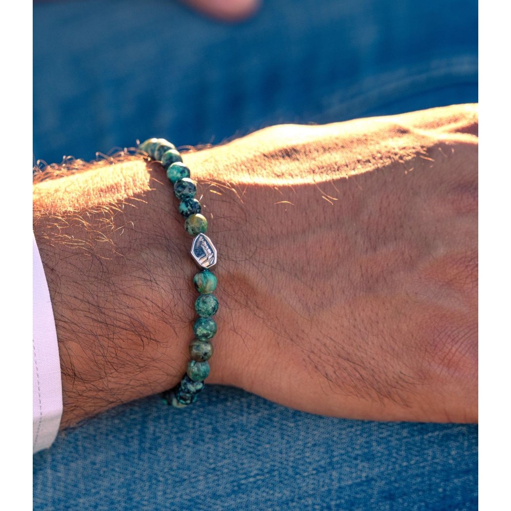 Bracciale in Pietre Naturali Turchese Africano e Argento 925% - 4