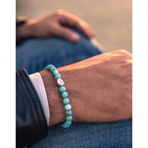 Bracciale pietre turchese uomo donna argento 925 2