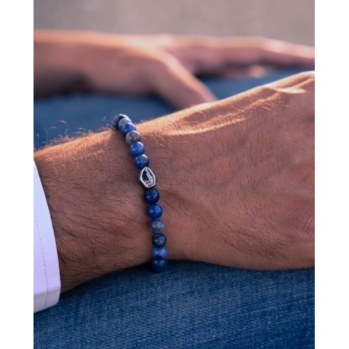 Bracciale lapislazzuli pietre dure uomo donna argento 925 2