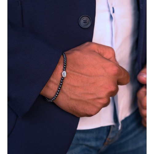 Bracciale sfere palline ematite uomo donna argento 925 2