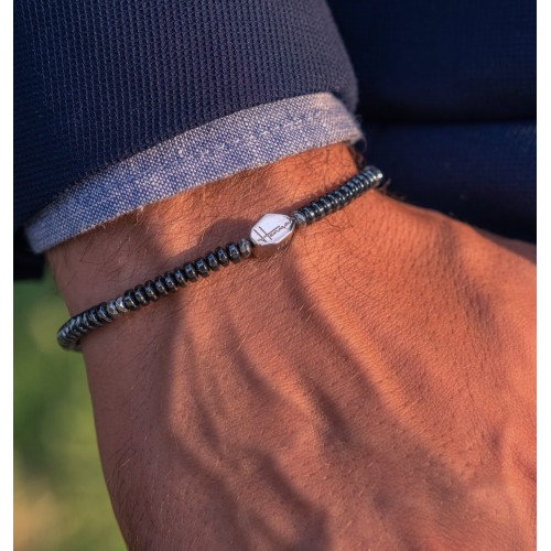 Bracciale uomo donna ematite pietre argento 925 2