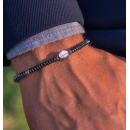 Bracciale Sottile Uomo Scuro Pietre Argento
