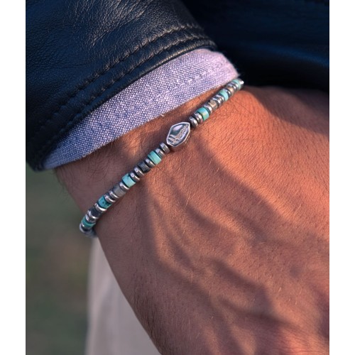 Bracciale pietre dure heishi uomo donna argento 2