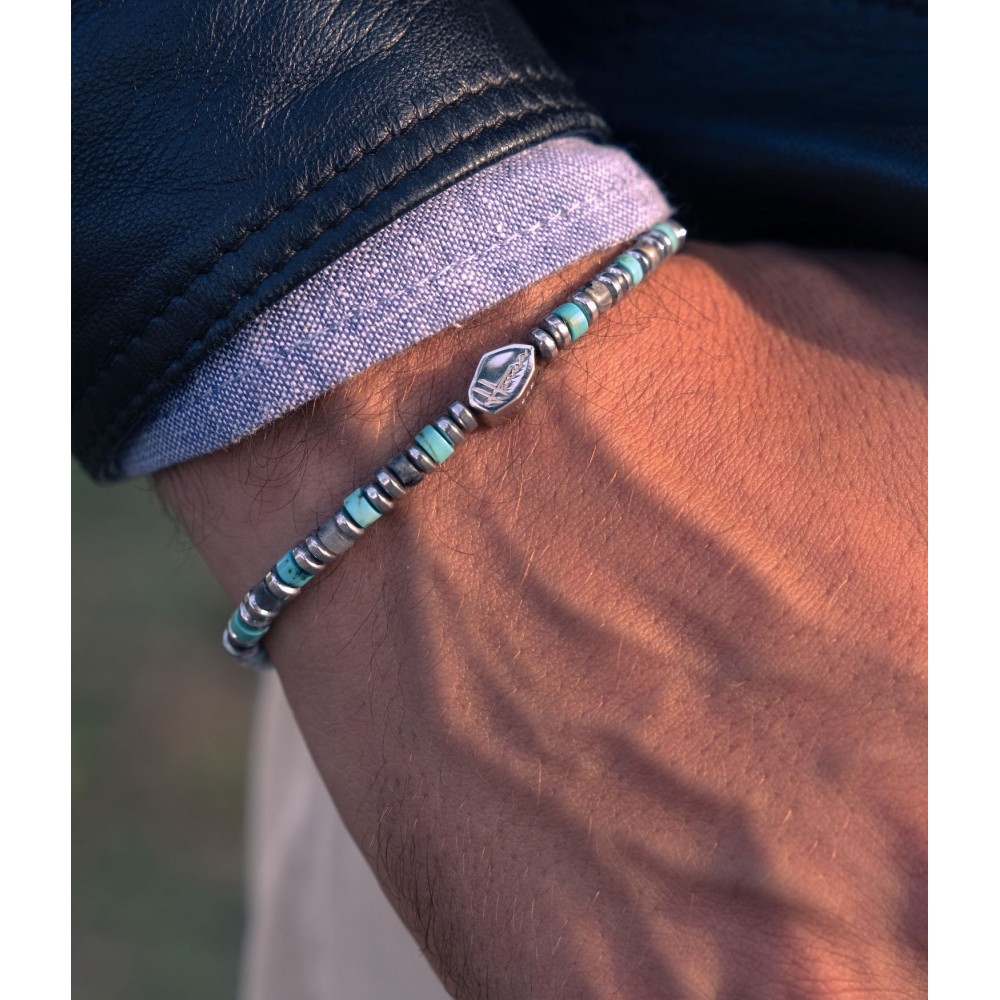Bracciale Uomo Pietre Dure Heishi Argento