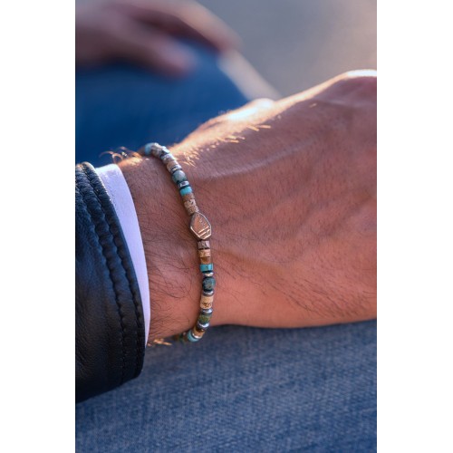 Bracciale pietre dure cubo turchese uomo donna 2