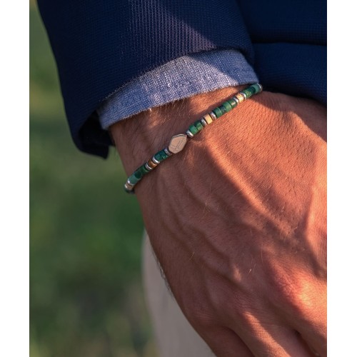 Bracciale pietre dure uomo donna argento 925 heishi 2