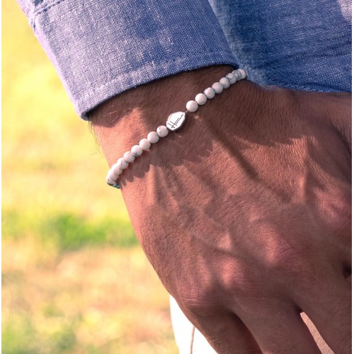 Bracciale pietre dure Aulite bianco uomo donna 2