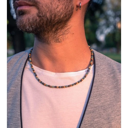Collana pietre girocollo uomo donna argento 2