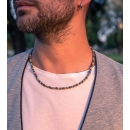 Collana Uomo Donna Di Perle Pietre Dure Sottile Turchese