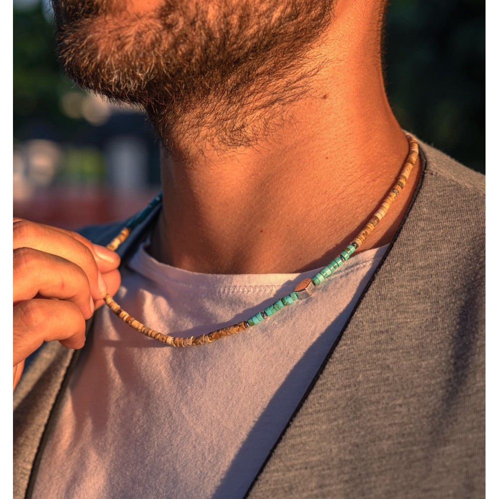 Collana pietre Naturali Diaspro, Turchese e Argento 925% - 4
