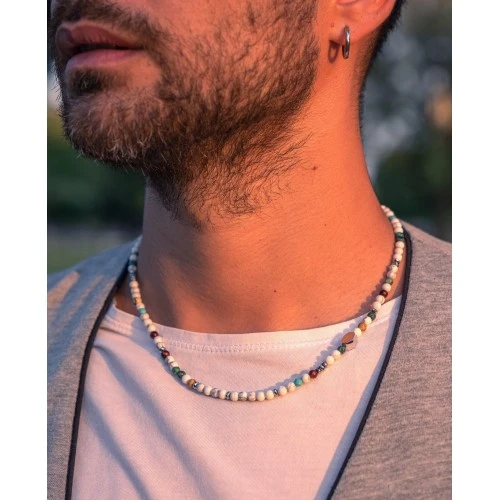 Collana pietre bianca uomo donna dure 2