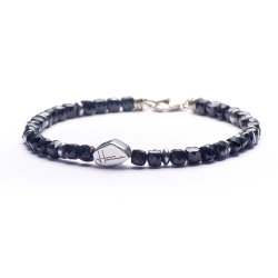 Bracciale Uomo Donna Pietre Dure Spinello Nero e Argento 925