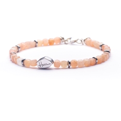 Bracciale Uomo Donna Unisex Pietre Dure Rodonite e Argento 925