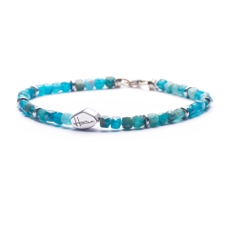 Bracciale Uomo Donna Amazzonite Pietre Dure Quadrato Argento 925