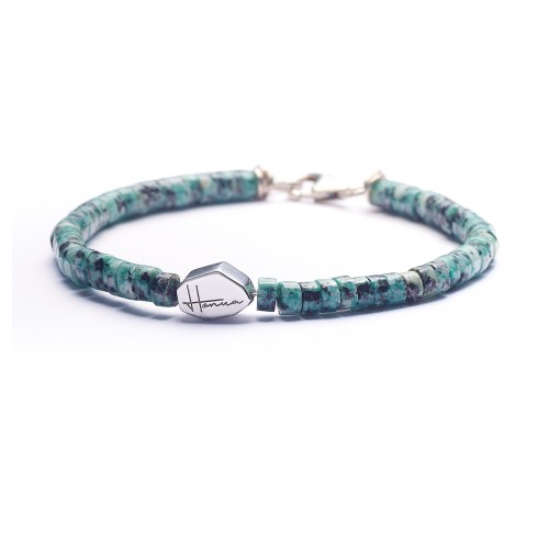 Bracciale Pietre dure Heishi Turchese Africano Naturale Argento 925