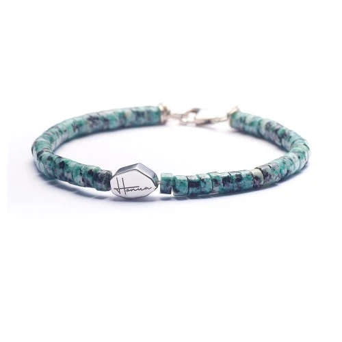 Bracciale Pietre dure Heishi Turchese Africano Naturale Argento 925