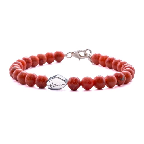 Bracciale pietre Dure argento uomo rosso