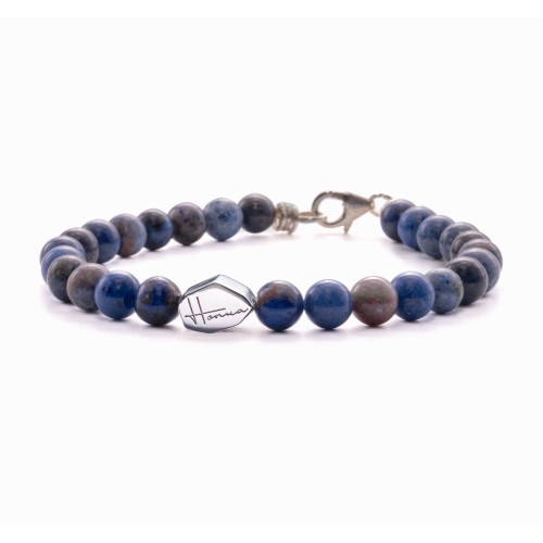 Bracciale Pietre Dure Naturali e Argento blu Uomo Donna