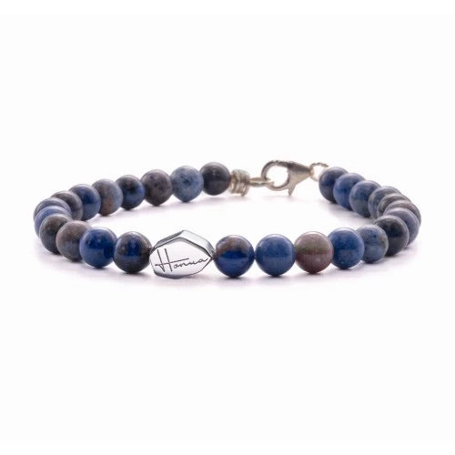 Bracciale Pietre Dure Naturali e Argento blu Uomo Donna
