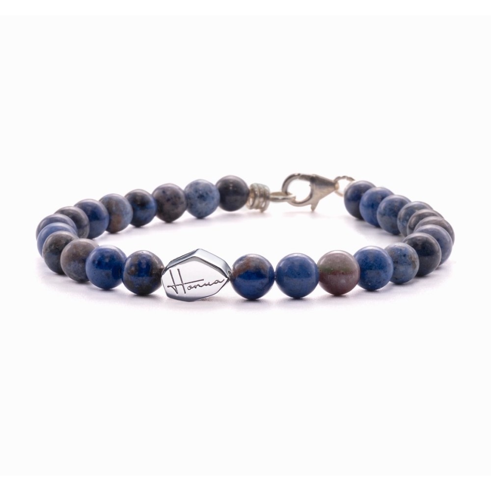 Bracciale Pietre Dure Naturali e Argento blu Uomo Donna