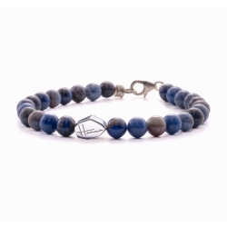 Bracciale Pietre Dure Naturali e Argento blu Uomo Donna
