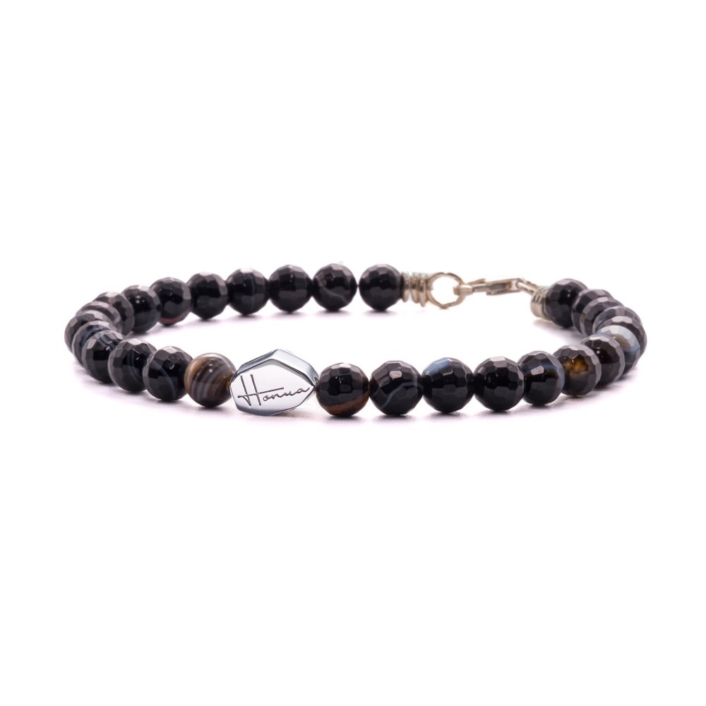 Bracciale pietre dure argento uomo donna nero