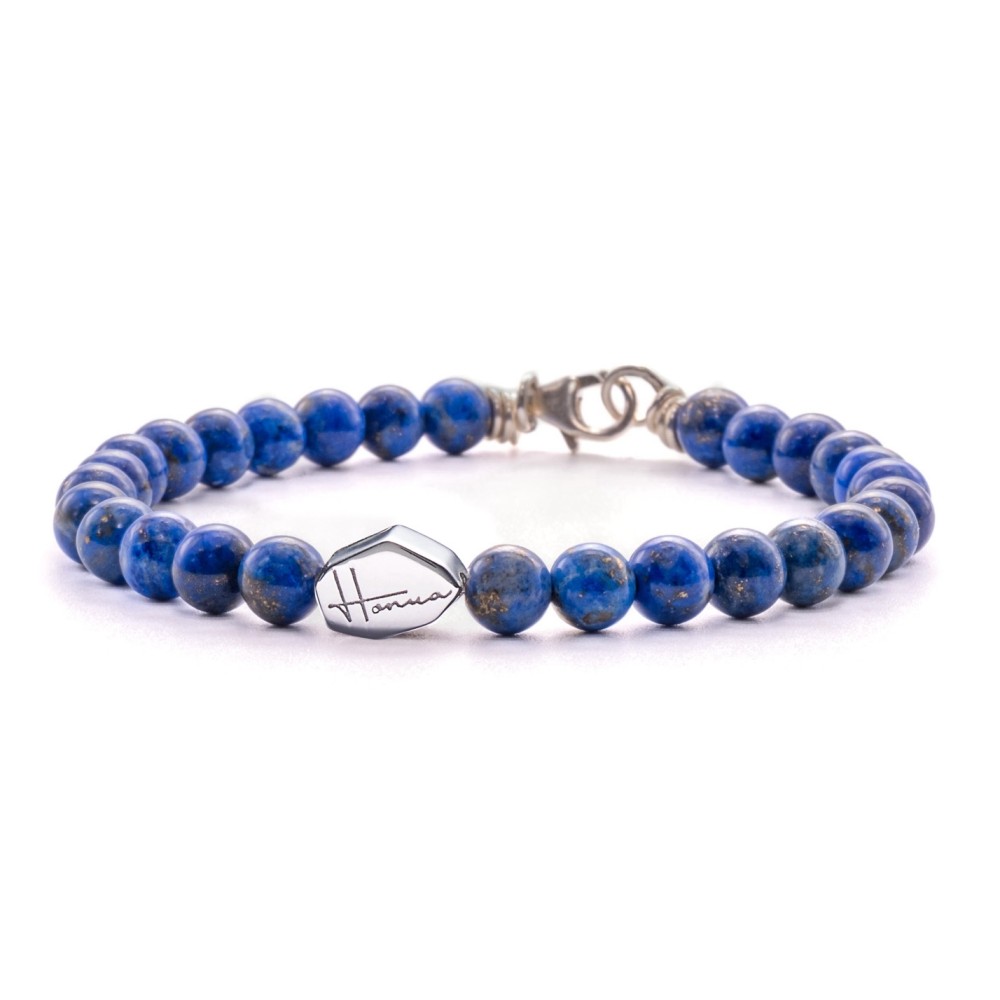 Bracciale lapislazzuli pietre dure uomo donna argento 925