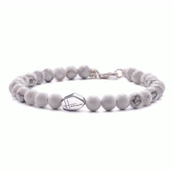 Bracciale pietre dure bianche uomo donna argento