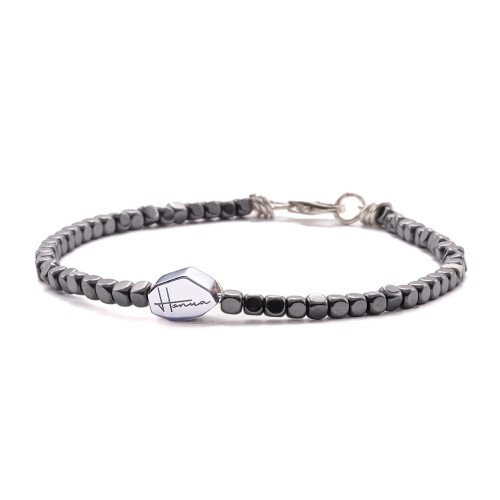 Bracciale uomo donna argento pietre dure ematite cubo