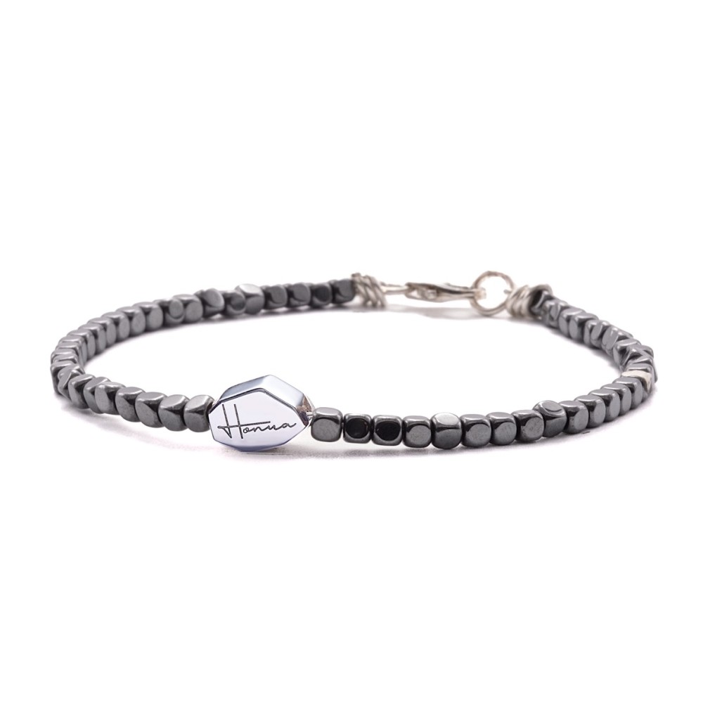 Bracciale uomo donna argento pietre dure ematite cubo