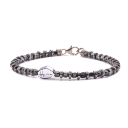 Bracciale uomo donna sottile ematite pietre dure argento 925