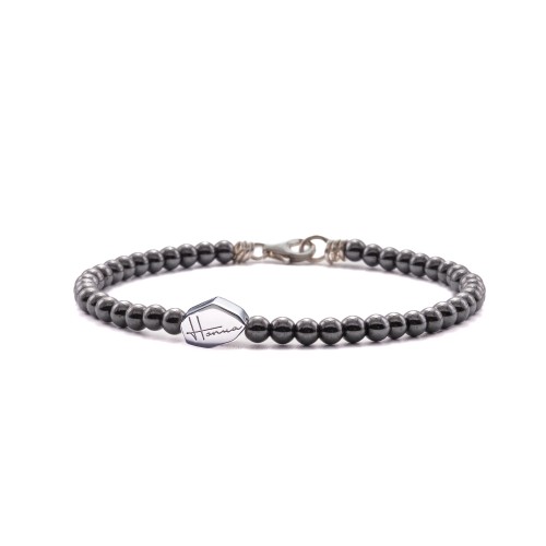 Bracciale sfere palline ematite uomo donna argento 925