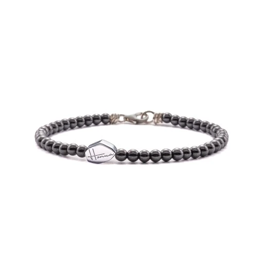 Bracciale sfere palline ematite uomo donna argento 925