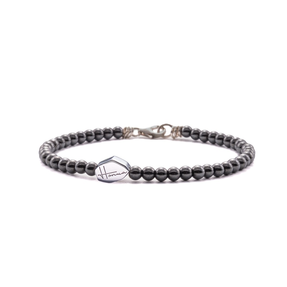 Bracciale sfere palline ematite uomo donna argento 925