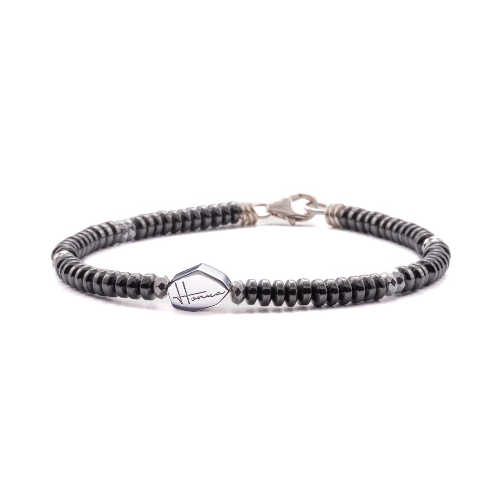 Bracciale uomo donna ematite pietre argento 925