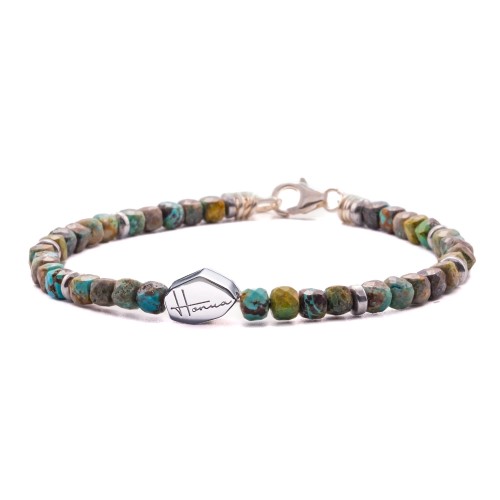bracciale uomo donna cubo pietre dure argento 925 turchese