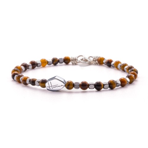 bracciale uomo ematite occhio di tigre uomo donna cubo pietre dure