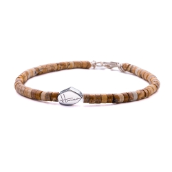 bracciale donna uomo pietre dure heishi argento