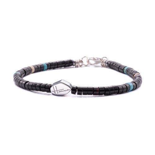 Bracciale uomo pietre dure heishi nero argento 925