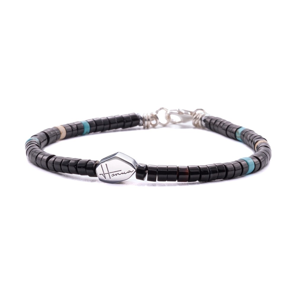 Bracciale uomo pietre dure heishi nero argento 925