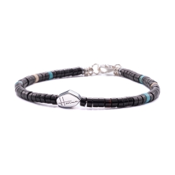 Bracciale uomo pietre dure heishi nero argento 925