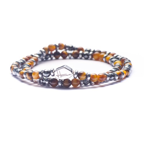 Bracciale Occhio di Tigre Ematite Uomo Donna molla argento 925